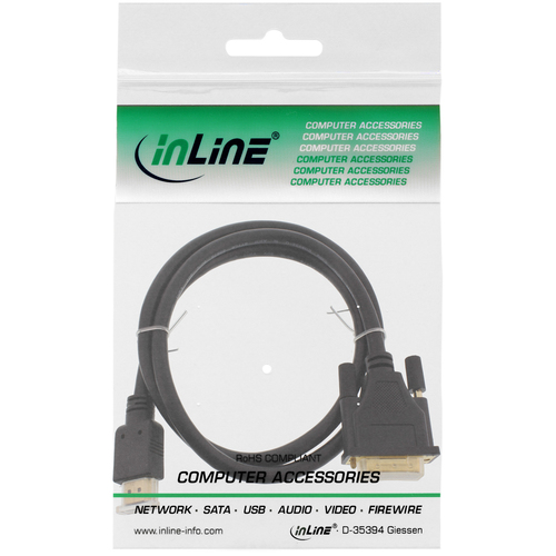 InLine HDMI zu DVI Adapter Kabel High Speed 1,5m - black kabelis video, audio