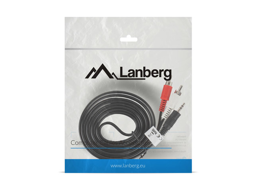Lanberg stereo audio cable Mini Jack 3,5mm (M)->2x RCA Cinch 2m kabelis video, audio