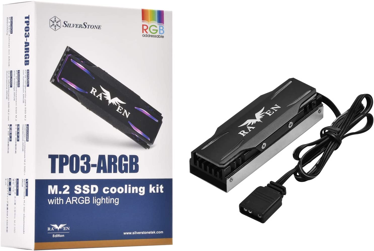 Silverstone Technology SST-TP03-ARGB - M.2 SSD cooling set + ARGB piederumi cietajiem diskiem HDD