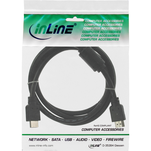 InLine 17605 HDMI Kabel HDMI A-Stecker auf HDMI A-Stecker black with Ferrit 5m kabelis video, audio