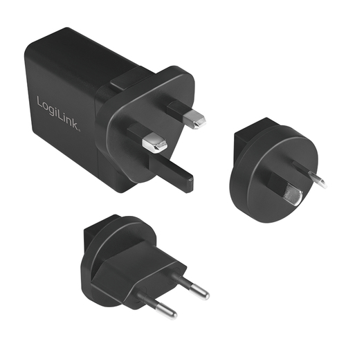 LogiLink USB Steckdosenadapter 1port,10.5W, 3Stecker,schw. Baterija