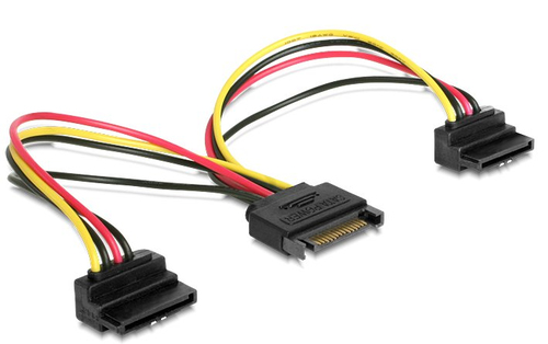 Delock Cable Power SATA 15pin > 2x SATA HDD - angled kabelis datoram