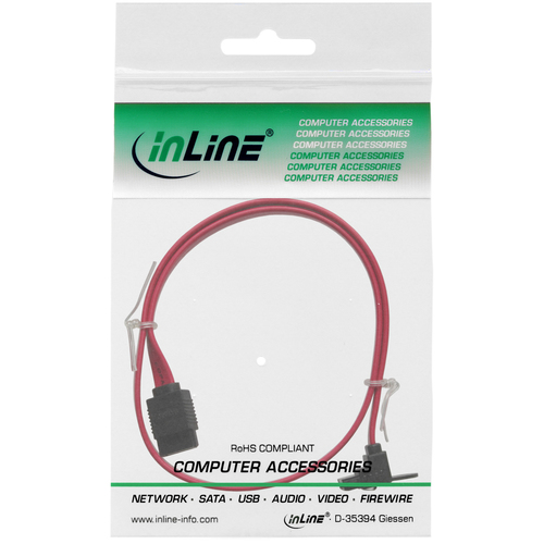  InLine Kabel SATA 6Gb/s z zatrzaskami katowy 0.5m Magenta (27305W) kabelis datoram