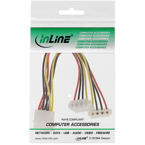  InLine Kabel zasilania 4 Pin Molex na 2x 4 Pin Molex, katowy 0.15m - 29659W kabelis datoram