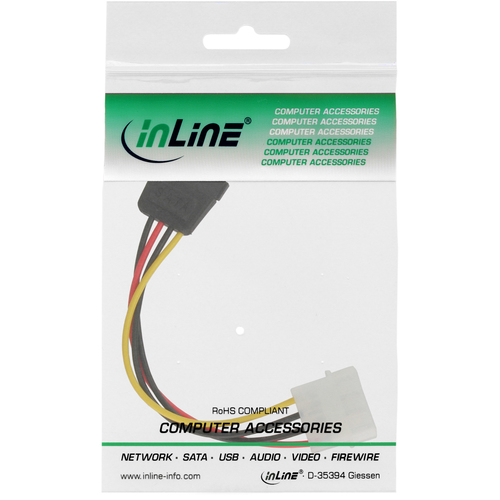 InLine SATA Stromadapterkabel - 1x 13,34cm (5,25) BU an 15pol SATA ST - 0,15m kabelis datoram