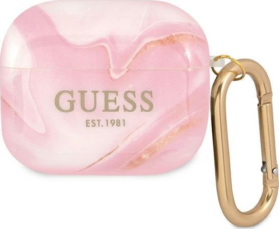 Guess Etui ochronne GUA3UNMP Marble Collection do AirPods 3 rozowe GUE1407PNK (3666339010195)
