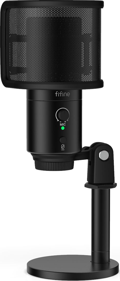 Fifine K683B mikrofons datorspēlēm / podkastiem / translācijām melns + turētājs Mikrofons