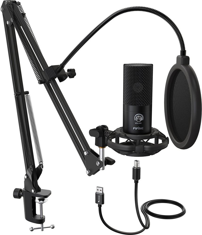 Fifine Microphone Pop Microphone Set, Filter, T669 USB Tripod Mikrofons