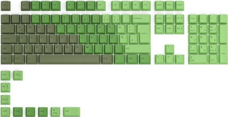 Glorious PC Gaming Race GPBT Keycaps - 114 PBT Tastenkappen, ANSI, US-Layout, Olive peles paliknis