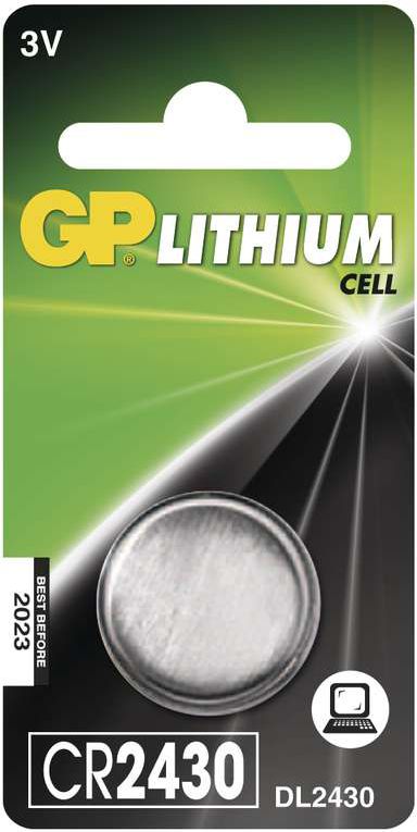 GP Batteries LITHIUM BUTTON CELL CR2430 Blister with 1 battery. 3V Baterija