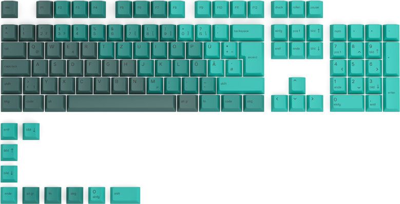 Glorious PC Gaming Race GPBT Keycaps - 115 PBT Tastenkappen, ISO, DE-Layout, Rain Forest peles paliknis