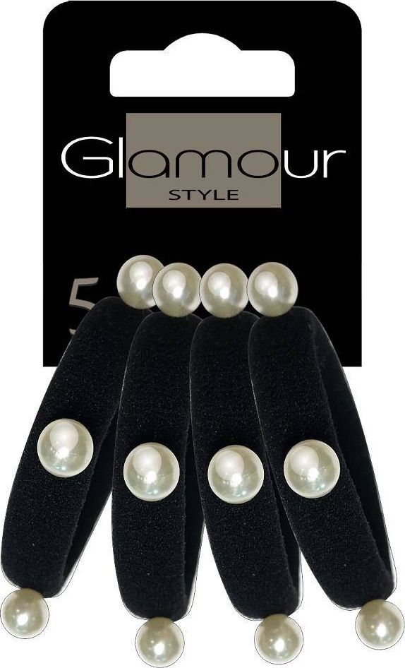 Glamour Glamour gumki Do Wlosow Czarne Z Perelkami 4szt 5902704176683 (5902704176683)