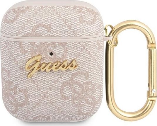 Guess Etui ochronne GUA24GSMP 4G Script Metal Collection do AirPods 1/2 rozowe GUE1162PNK (3666339009755)