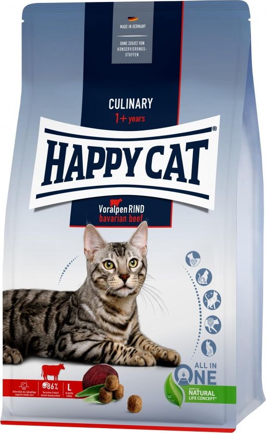 Happy Cat Culinary Bavarian Beef, sucha karma, dla kotow doroslych, wolowina bawarska, 4 kg, worek HC-0293 (4001967140293) kaķu barība