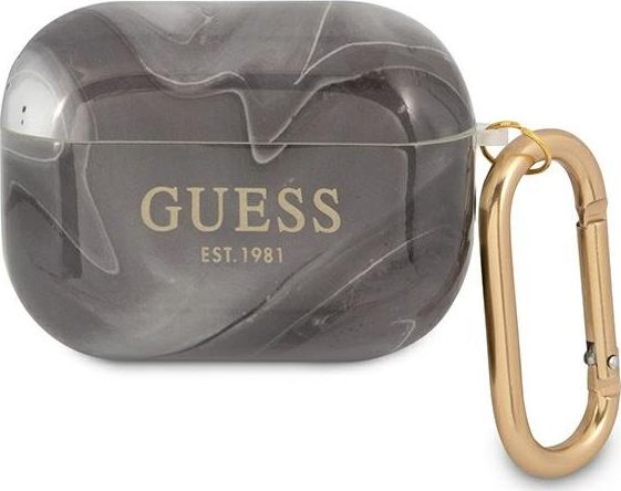 Guess Etui ochronne GUAPUNMK Marble Collection do AirPods Pro szare GUE1123BLK (3666339010157)