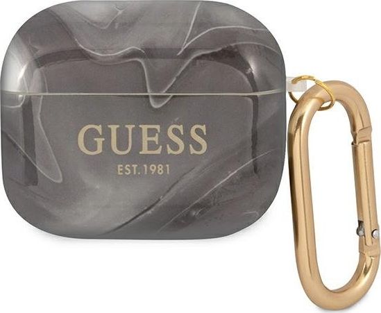 Guess Etui ochronne GUA3UNMK Marble Collection do AirPods 3 szare GUE1406BLK (3666339010164)
