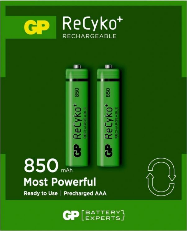 1x2 GP ReCyko NiMH Battery AAA 850mAH, ready to use, NEW Baterija