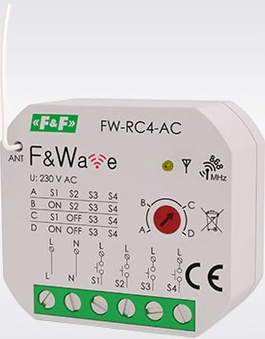 F&F Radiowy czterokanalowy nadajnik zdalnego sterowania 230V AC FW-RC4-AC FW-RC4-AC (5902431670010)