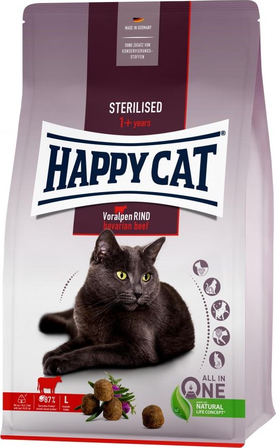 Happy Cat Sterilised Bavarian Beef dla kotow po sterylizacji, wolowina bawarska 4 kg HC-0545 (4001967140545) kaķu barība