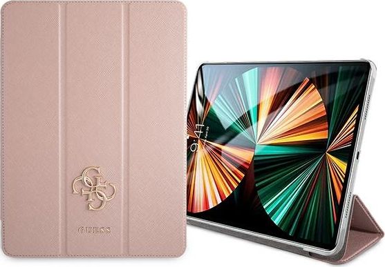 Etui na tablet Guess Etui Guess GUIC12PUSASPI Apple iPad Pro 12.9 2021 (5. generacji) Book Cover rozowy/pink Saffiano Collection GUE1238PNK  planšetdatora soma