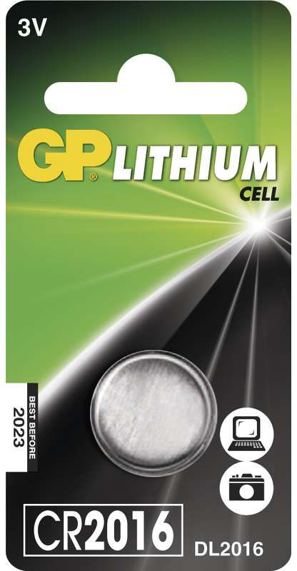 GP Batteries GP LITHIUM BUTTON CELL CR2016 Blister with 1 battery. 3V Baterija