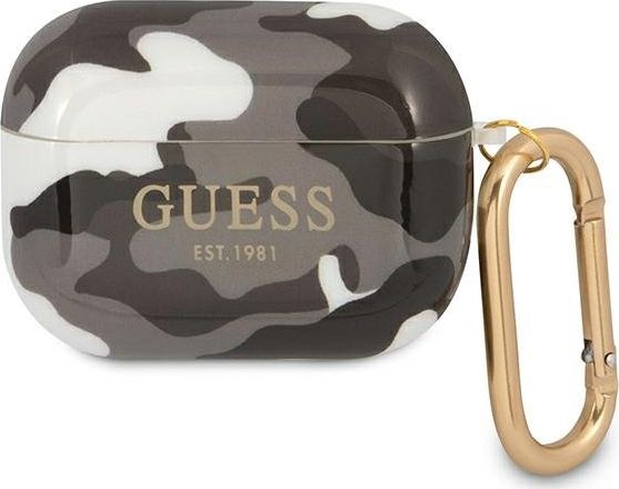 Guess Etui ochronne GUAPUCAMG Camo Collection do AirPods Pro brazowe GUE1118BLK (3666339010096)