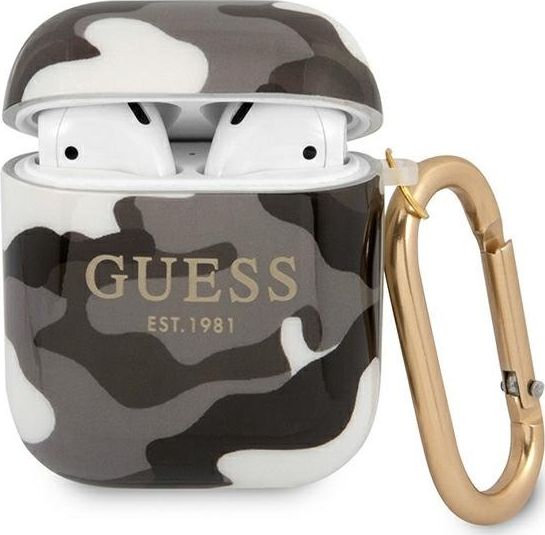 Guess Etui ochronne GUA2UCAMG Camo Collection do AirPods 1/2 szare GUE1093BLK (3666339010089)