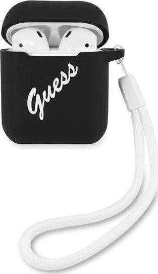 Guess Etui ochronne GUACA2LSVSBW Silicone Vintage do AirPods 1/2 czarne GUE864BLKWHT (3700740495513)