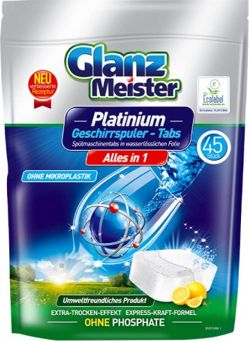 GlanzMeister GlanzMeister Platinum Tabletki do zmywarki 45szt IQ3154-PROM  Mondex (4260418933154) Sadzīves ķīmija