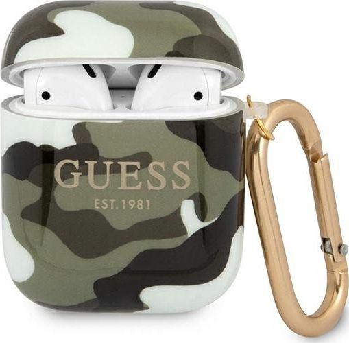 Guess Etui ochronne GUA2UCAMA Camo Collection do AirPods 1/2 zielone GUE1092GRN (3666339010119)