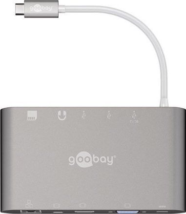 Stacja/replikator Goobay USB-C All-in-1 Multiport Adapter (62113) 62113 (4040849621130) dock stacijas HDD adapteri