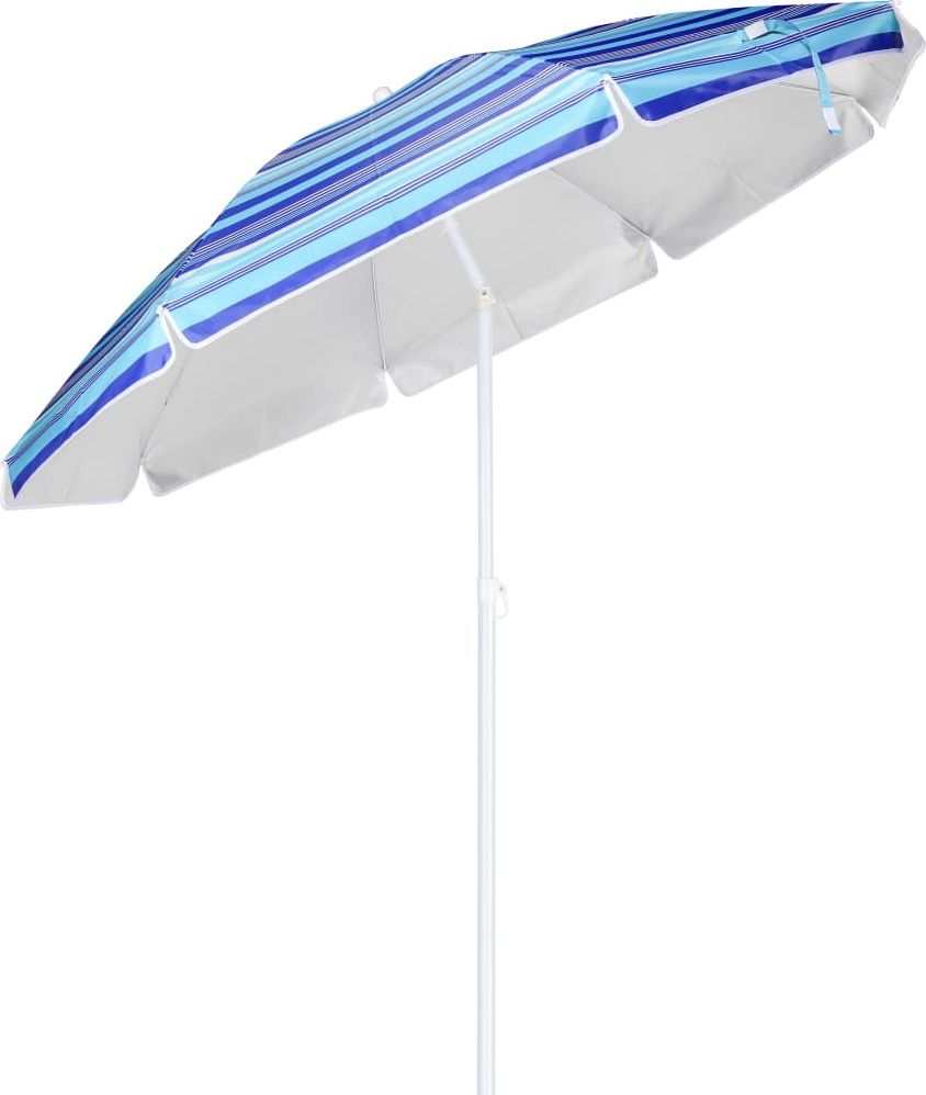 HI HI Parasol plazowy, 200 cm, niebieski w pasy 423954 (4034127621004) Lietussargs
