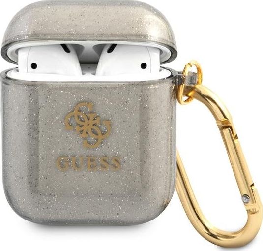 Guess Etui ochronne GUA2UCG4GK Glitter Collection do AirPods 1/2 szare GUE1095BLK (3666339009847)