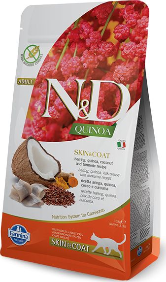 Farmina N&D Quinoa feline SKIN & COAT HERRING 300g VAT016918 (8010276035769) kaķu barība