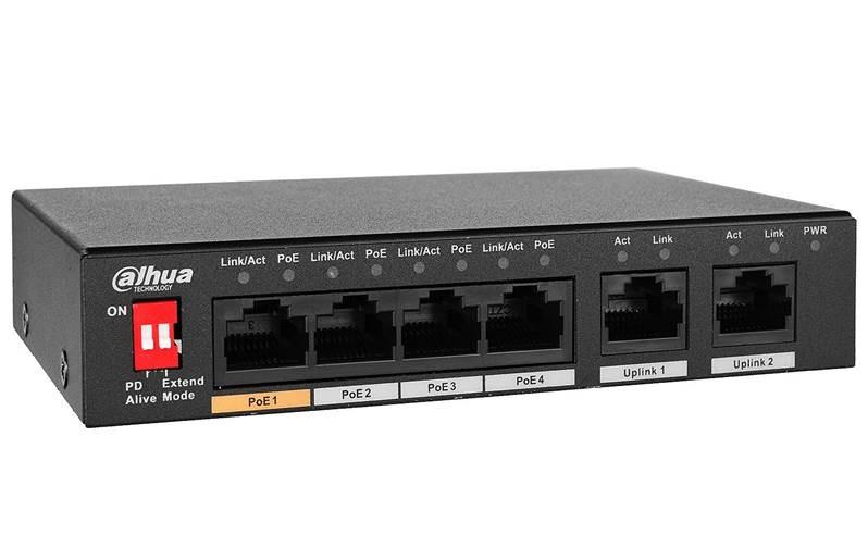 DAHUA PFS3005-4ET-60-V2|Desktop/pedestal|PoE ports 4|60 Watts|DH-PFS3005-4ET-60-V2 komutators