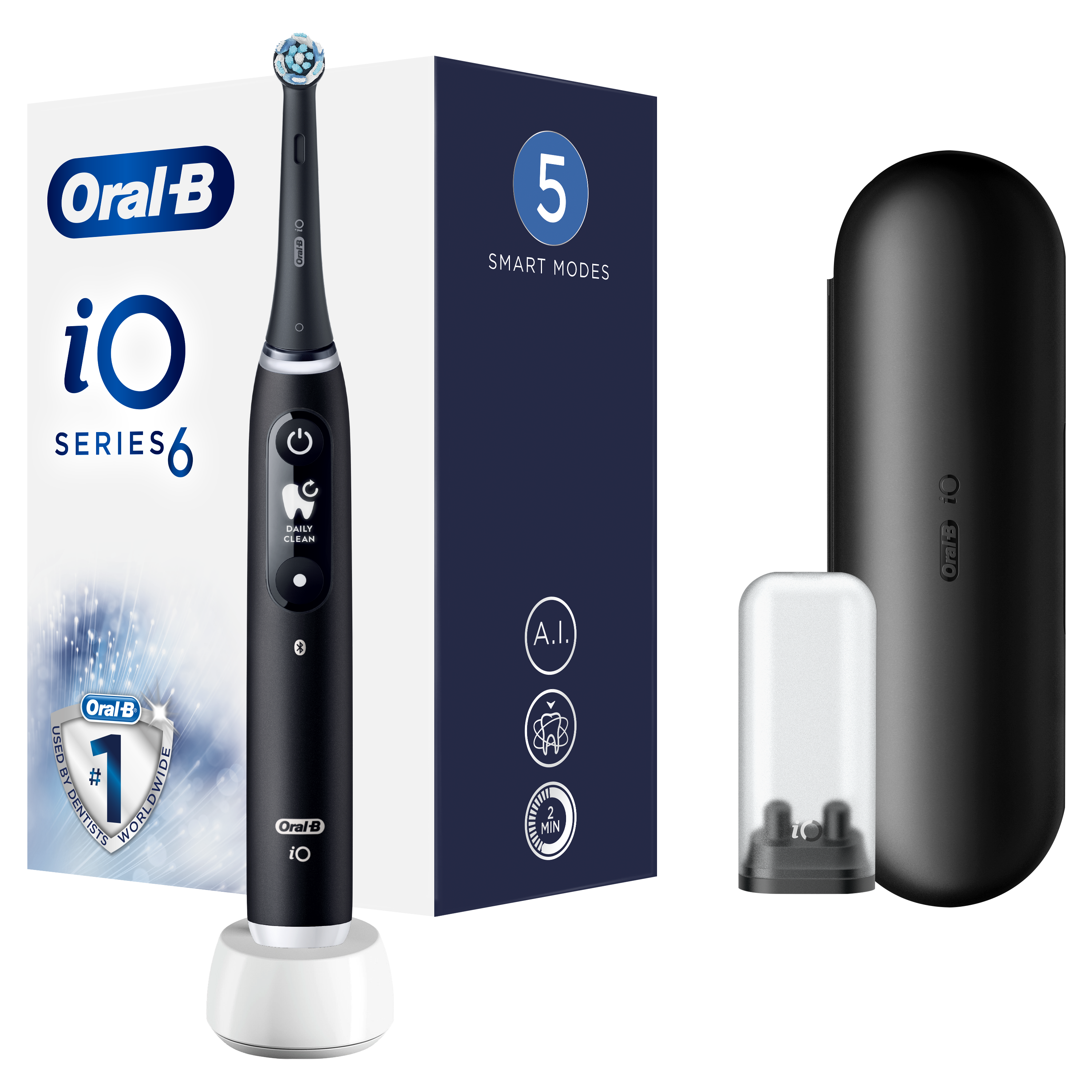 Oral-B iO6 Series Rechargeable For adults Number of brush heads included 1 Black Onyx mutes higiēnai