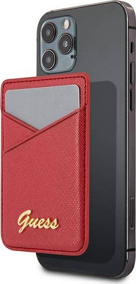 Guess Kieszen na karty Guess Wallet Card Slot GUWMSSASLRE MagSafe Saffiano czerwony/red GUE1085RED (3666339006815) aksesuārs mobilajiem telefoniem