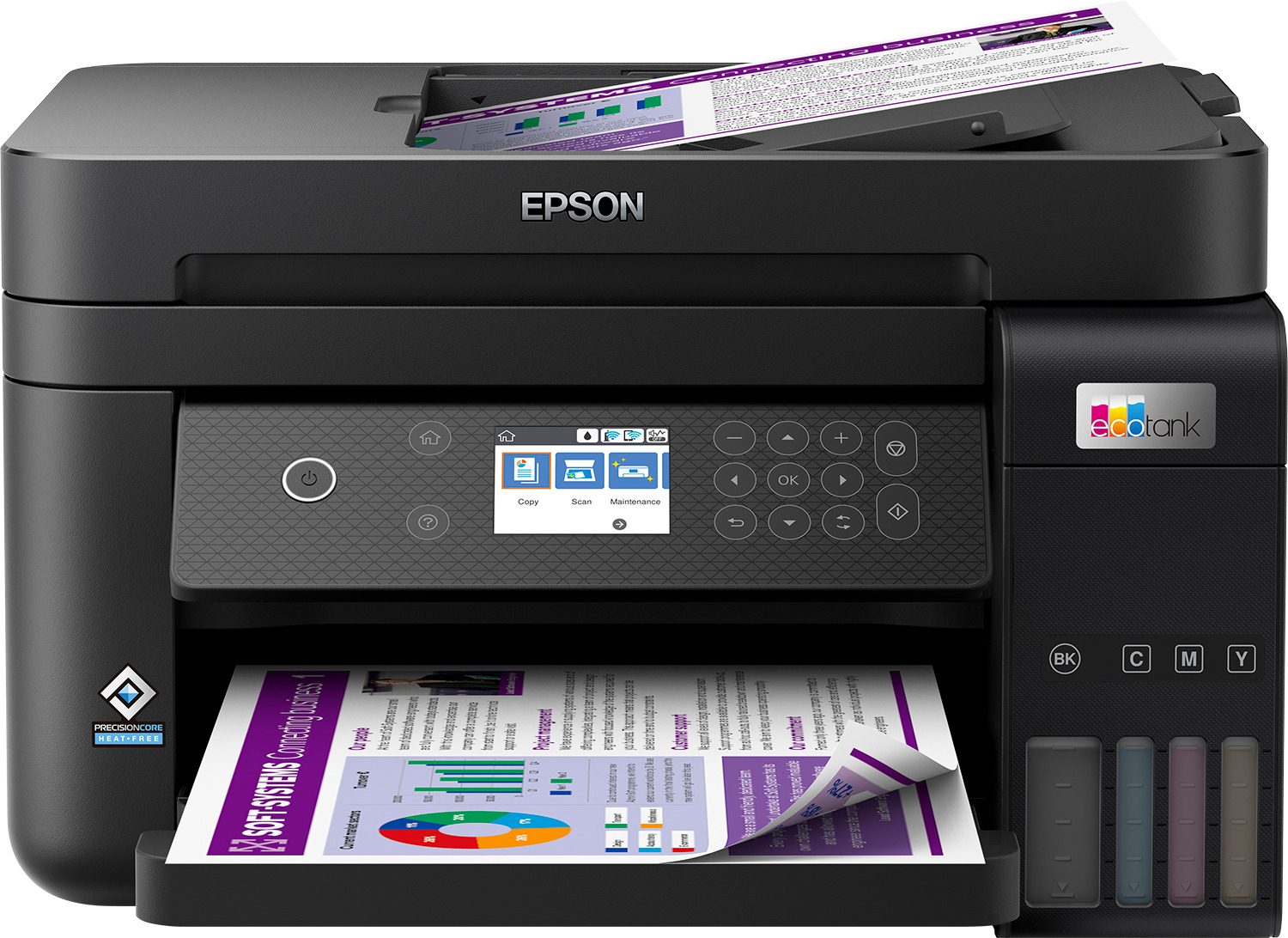 Epson EcoTank ET-3850 Tintenstrahl-Multifunktionsgerat (A4,Drucken, Kopieren, Scannen, Tintentanksystem, USB, Wi-Fi,ADF printeris