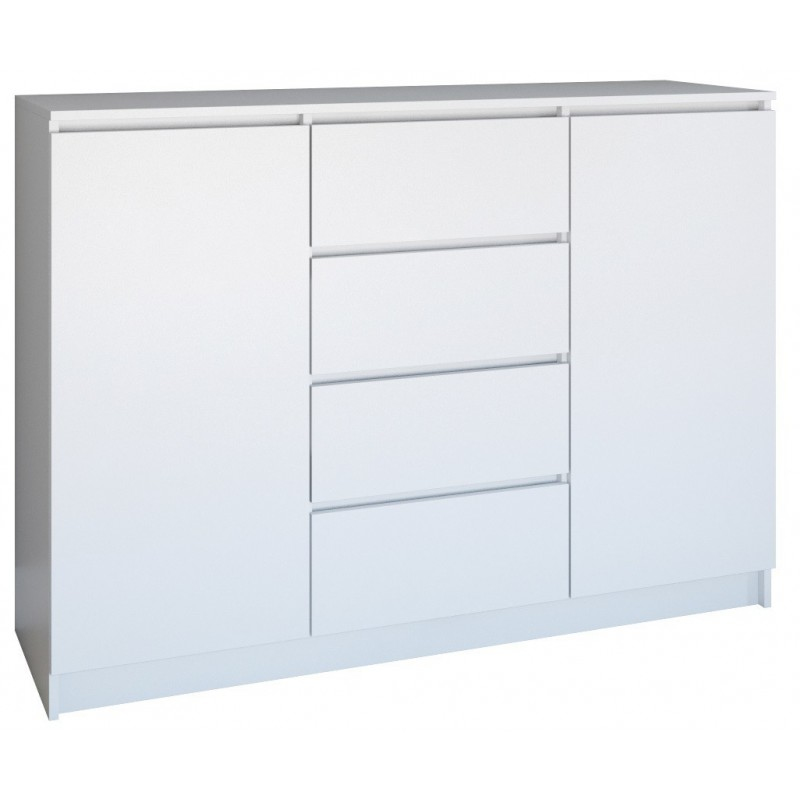 CHEST OF DRAWERS 2 DOORS 4 DRAWERS WHITE