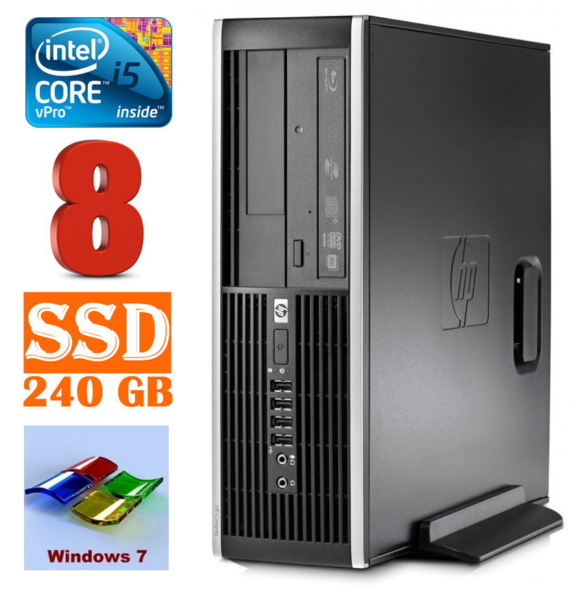 HP 8100 Elite SFF i5-650 8GB 240SSD DVD WIN7Pro (Atjaunots) dators
