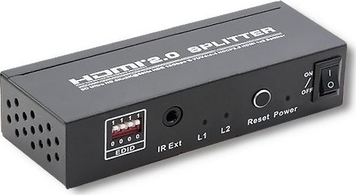 Qoltec Qoltec Rozdzielacz aktywny Splitter HDMI v. 2.0 | 1x2 | EDID+IR 52356 (5901878523569) dock stacijas HDD adapteri