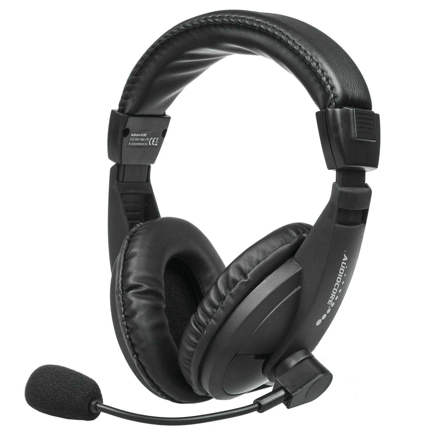 Audiocore AC862 on-ear plug & play USB headphones with microphone, cable 1.5m austiņas