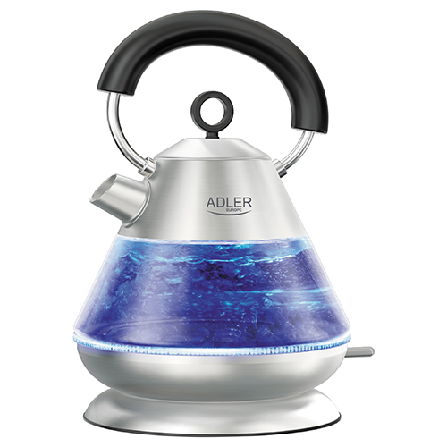 Adler Kettle AD 1282 Electric, 1850 W, 1.5 L, Glass/Stainless steel, 360 degrees  rotational base, Inox Elektriskā Tējkanna