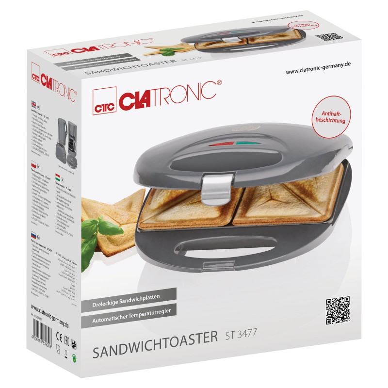 Clatronic ST 3477 sandwich maker 750 W Grey Tosteris