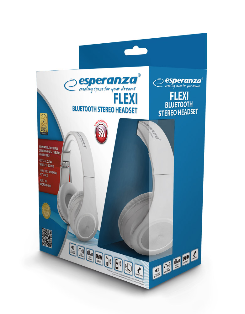 Esperanza EH165W White Bluetooth austiņas ar smartphone control ar mikrofonu (Handsfree) austiņas