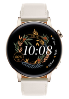 Huawei Watch GT 3 - Elegant Edition - 42 mm - Gold, Edelstahl - intelligente Uhr mit Riemen - Leder - white - Handgelenkgröße: 130-190 mm - Viedais pulkstenis, smartwatch