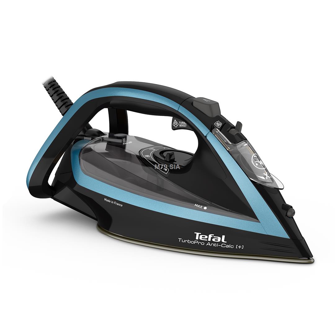 Tefal TurboPro FV5695E1 iron Dry & Steam iron Durilium AirGlide Autoclean soleplate 3000 W Black, Blue Gludeklis