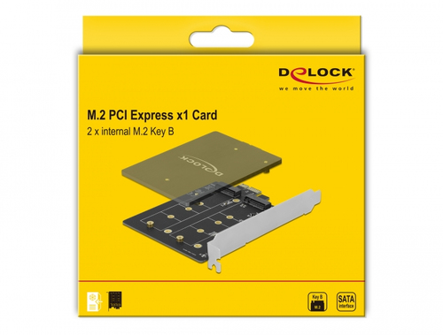 DeLOCK PCI Express x1 card to 2 x internal M.2 Key B, adapter aksesuārs datorkorpusiem