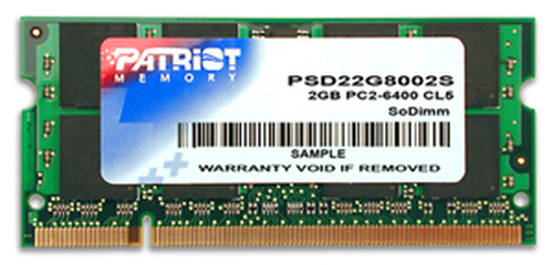 PATRIOT SIGNATURE DDR2 2GB CL6 PC2-6400 (800MHZ) SODIMM operatīvā atmiņa