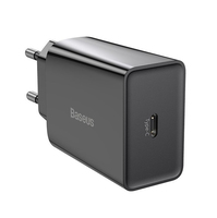 Baseus CCFS-SN01 tīkla lādētājs USB-C / 20W / 3A melns iekārtas lādētājs